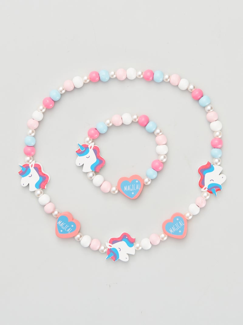 Lot collier + bracelet 'Licorne' Blanc - Kiabi