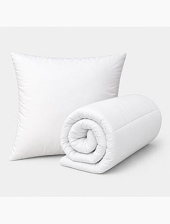 Lot couette chaude premium anti-acariens + 1 oreiller respirant