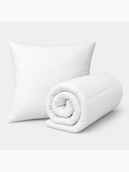 Lot couette chaude premium anti-acariens + 1 oreiller respirant - Kiabi Lot couette chaude premium anti-acariens + 1 oreiller respirant - Kiabi