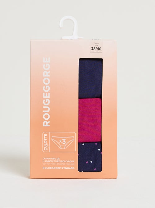 Lot culotte x3 coton bio Geraldine - RougeGorge Lingerie - Kiabi