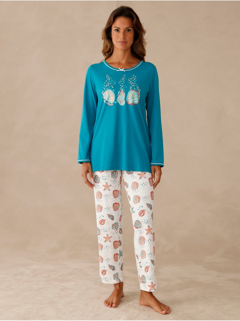 Lot d'1 pyjacourt + 1 pyjama coton - DAXON Blanc Vert - Kiabi