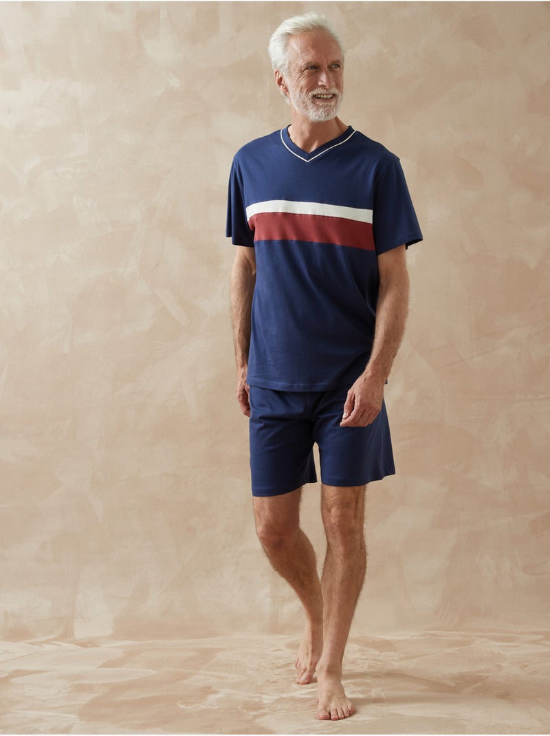 Lot de 1 pyjashorts à rayures en jersey - DAXON Bleu Gris - Kiabi