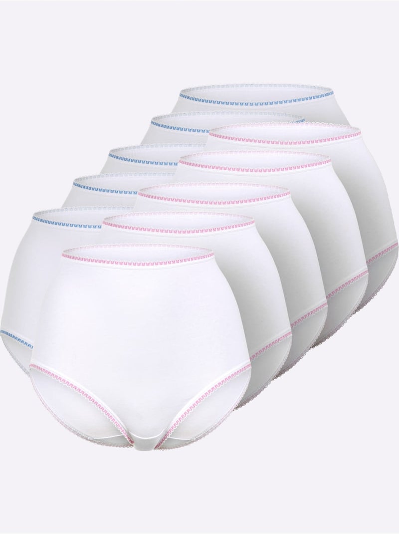 Lot de 10  - Culotte Taille Haute Jersey Fin - Taille Standard - Witt Multicolore - Kiabi