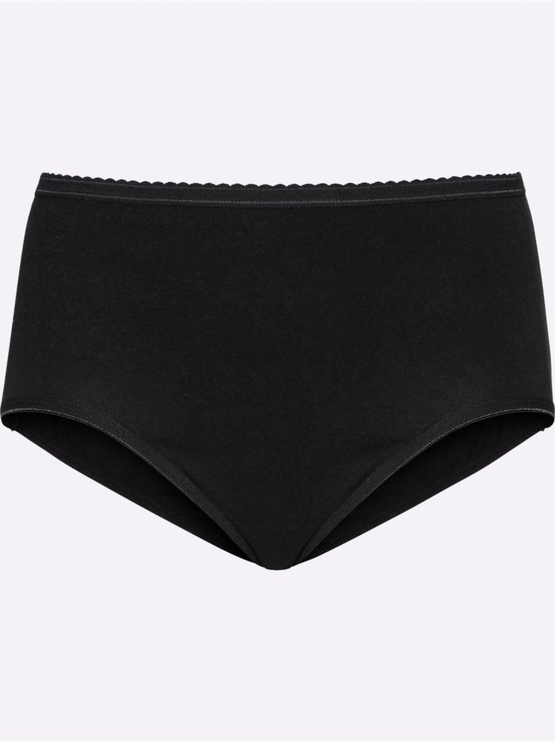 Lot de 10  - Slip Taille Haute Jersey Fin - Taille Standard - Witt Blanc Noir - Kiabi