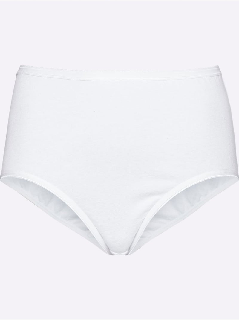 Lot de 10  - Slip Taille Haute Jersey Fin - Taille Standard - Witt Blanc Noir - Kiabi