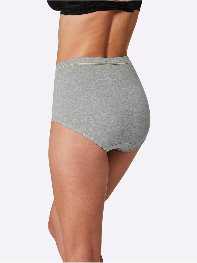 Lot de 10  - Slip Taille Haute Jersey Fin - Taille Standard - Witt Gris chiné - Kiabi