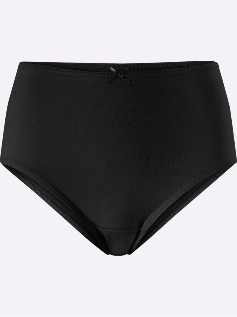 Lot de 10  - Slip Taille Haute Jersey Fin - Taille Standard - Witt Noir - Kiabi