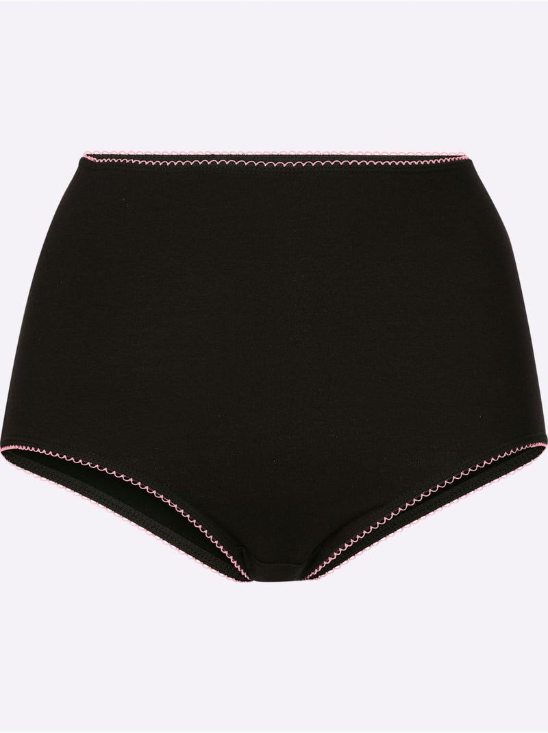 Lot de 10  - Slip Taille Haute Jersey Fin - Taille Standard - Witt Noir - Kiabi