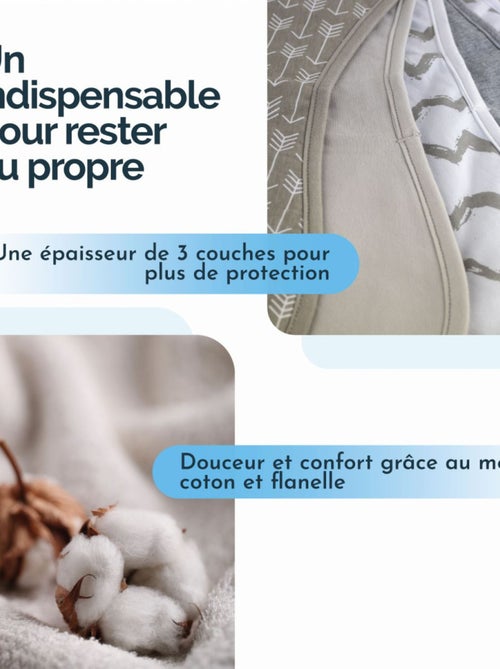Lot de 10 bavoirs bébé pour épaule 100% coton - Monsieur Bébé - Kiabi