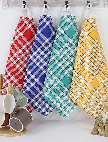 Lot de 10 bavoirs coton carreaux vichy CLEAN