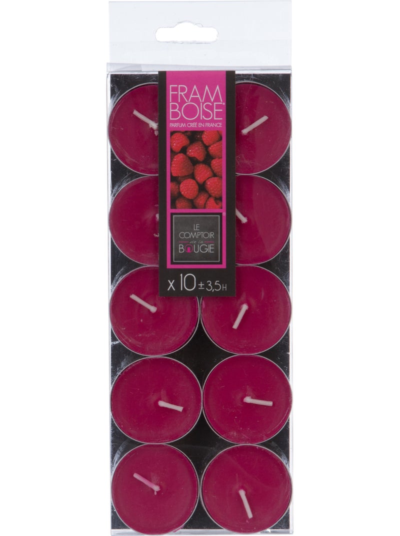 Lot de 10 bougies parfumées NINA Rose foncé - Kiabi