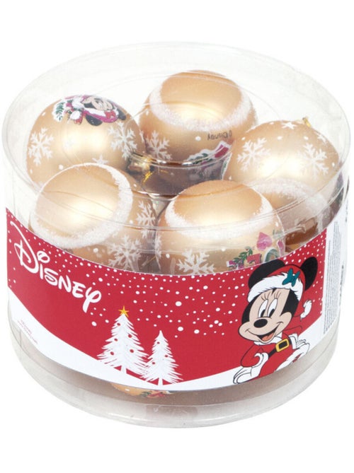 Lot de 10 Boules de Noël - Disney Minnie - Or / Dorée - 6 cm - Kiabi