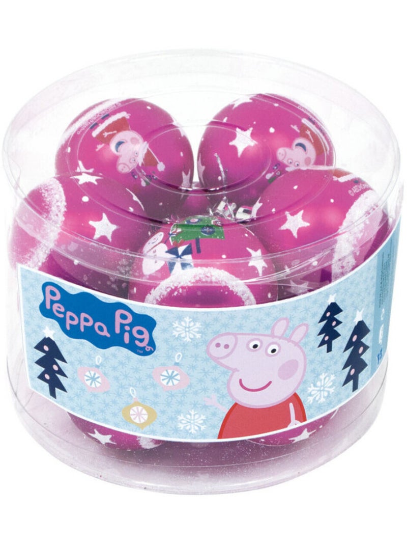 Lot de 10 boules de Noël 6cm - Peppa Pig Rose - Kiabi