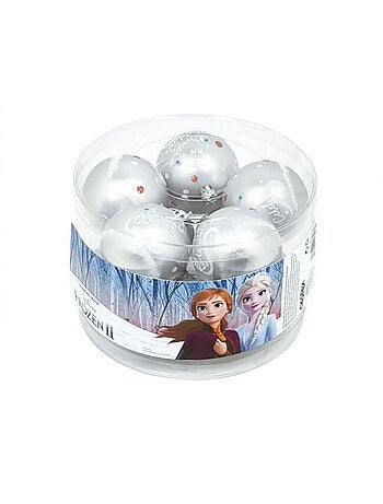 Lot de 10 boules de Noël argentées 6cm - La Reine des Neiges II