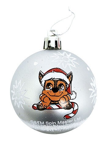 Lot de 10 boules de Noël argentées 6cm - Pat Patrouille