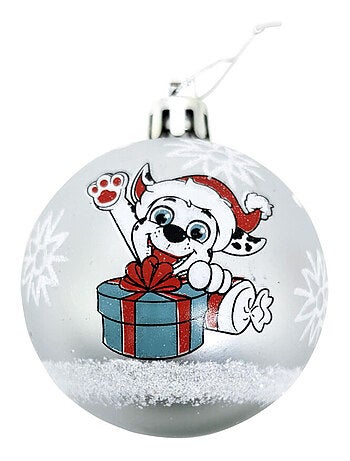 Lot de 10 boules de Noël argentées 6cm - Pat Patrouille