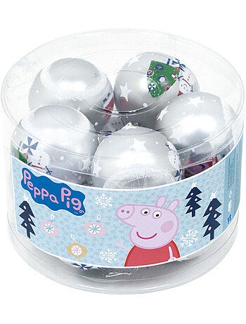 Lot de 10 boules de Noël argentées 6cm - Peppa Pig