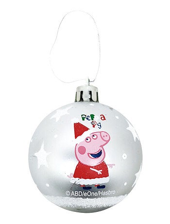 Lot de 10 boules de Noël argentées 6cm - Peppa Pig