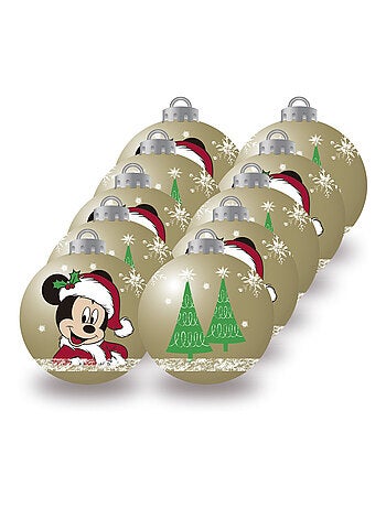Lot de 10 boules de Noël dorées 6cm - Mickey