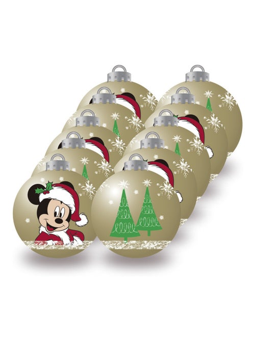 Lot de 10 boules de Noël dorées 6cm - Mickey - Kiabi