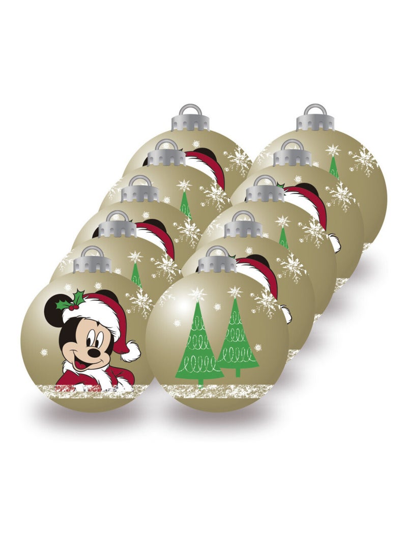 Lot de 10 boules de Noël dorées 6cm - Mickey Jaune - Kiabi