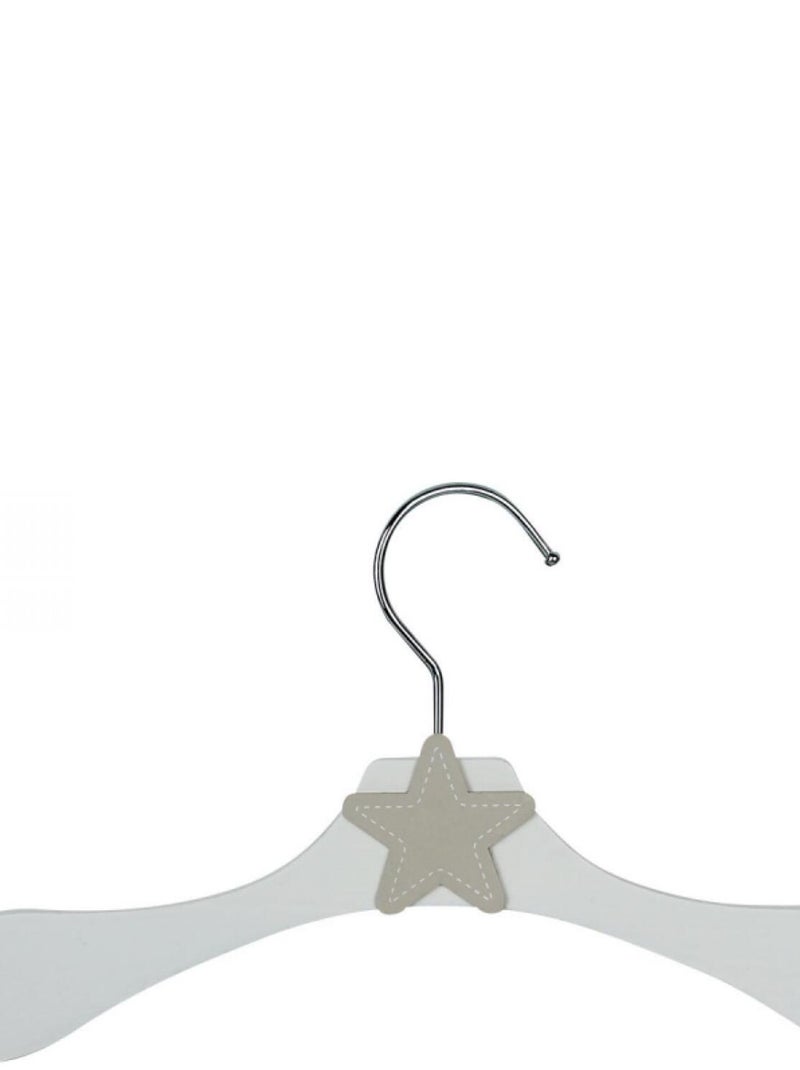 Lot de 10 cintres en bois pour bébé, enfant avec crochet pivotant  - Monsieur Bébé Blanc Beige - Kiabi