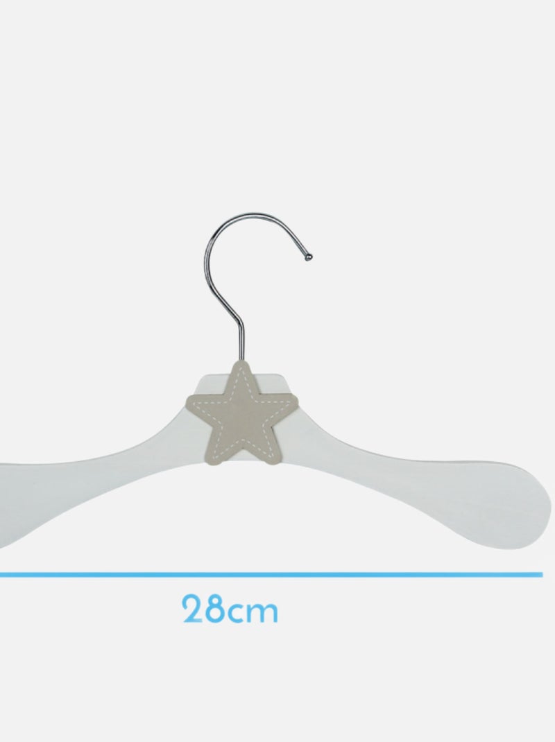 Lot de 10 cintres en bois pour bébé, enfant avec crochet pivotant  - Monsieur Bébé Blanc Beige - Kiabi