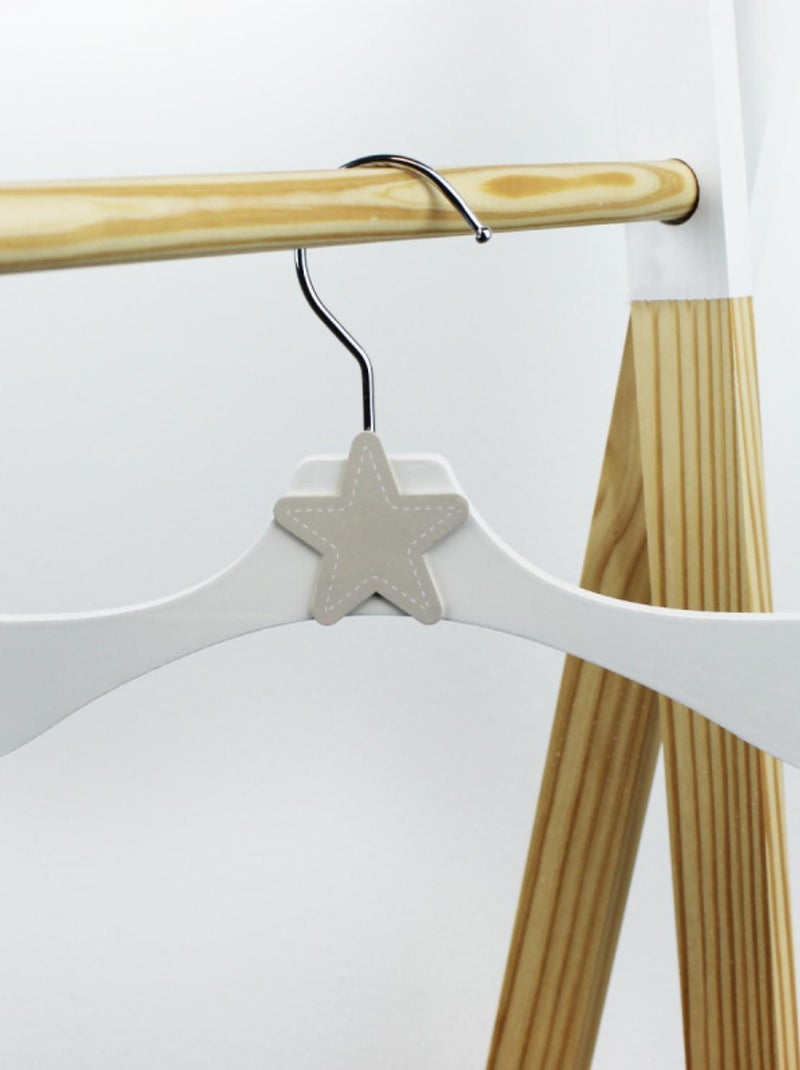 Lot de 10 cintres en bois pour bébé, enfant avec crochet pivotant  - Monsieur Bébé Blanc Beige - Kiabi