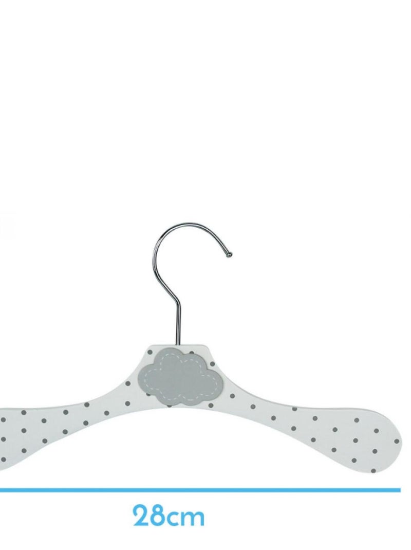 Lot de 10 cintres en bois pour bébé, enfant avec crochet pivotant  - Monsieur Bébé Blanc Gris - Kiabi