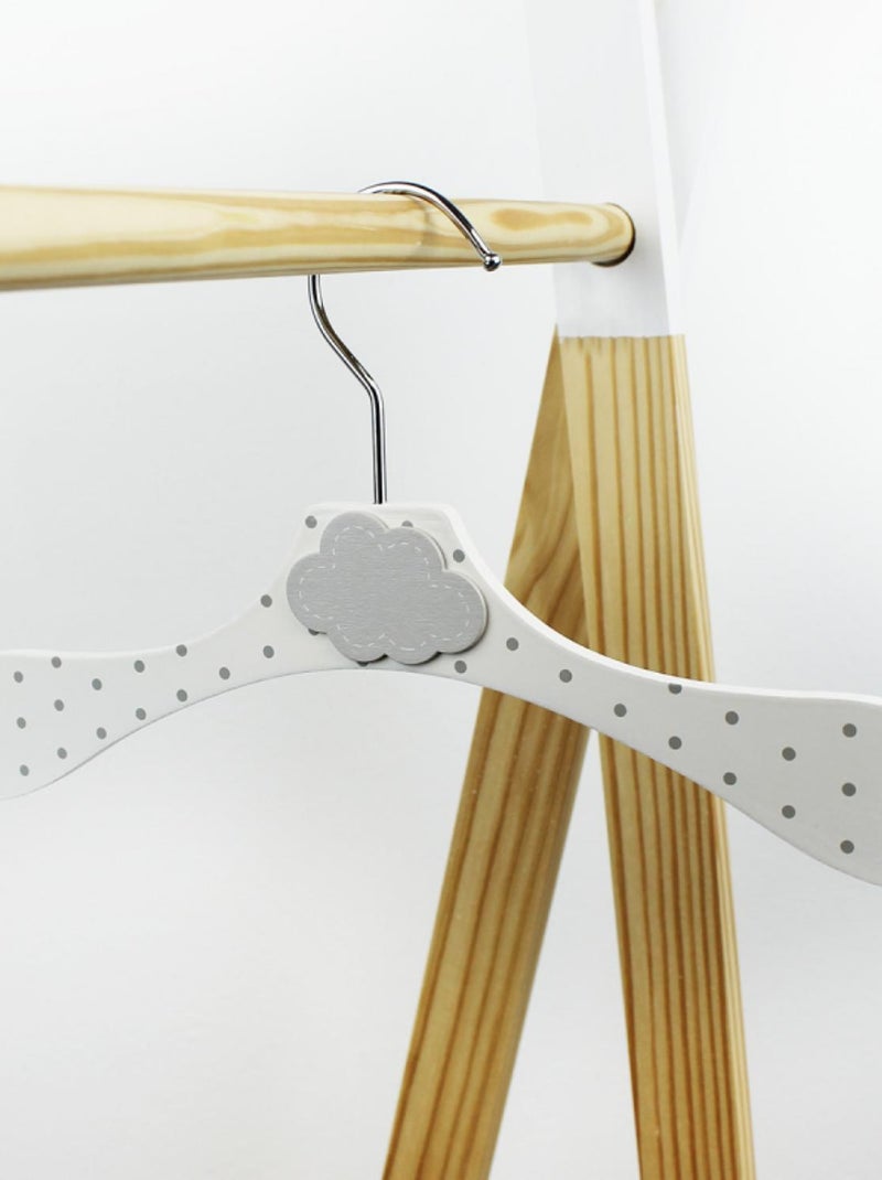 Lot de 10 cintres en bois pour bébé, enfant avec crochet pivotant  - Monsieur Bébé Blanc Gris - Kiabi