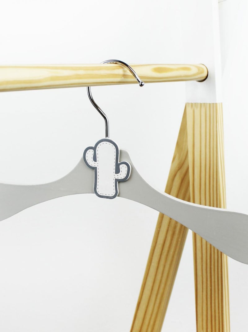 Lot de 10 cintres en bois pour bébé, enfant avec crochet pivotant  - Monsieur Bébé Gris Blanc - Kiabi