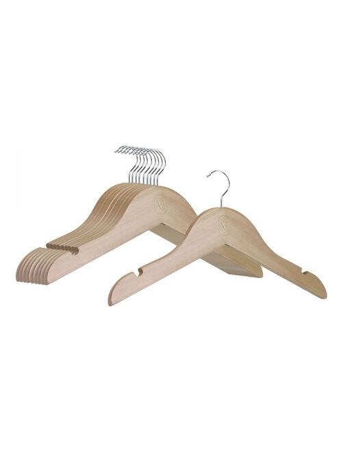 Lot de 10 cintres pour vêtements bébé avec crochet pivotant à 360° - Bois clair - Vivezen - Kiabi