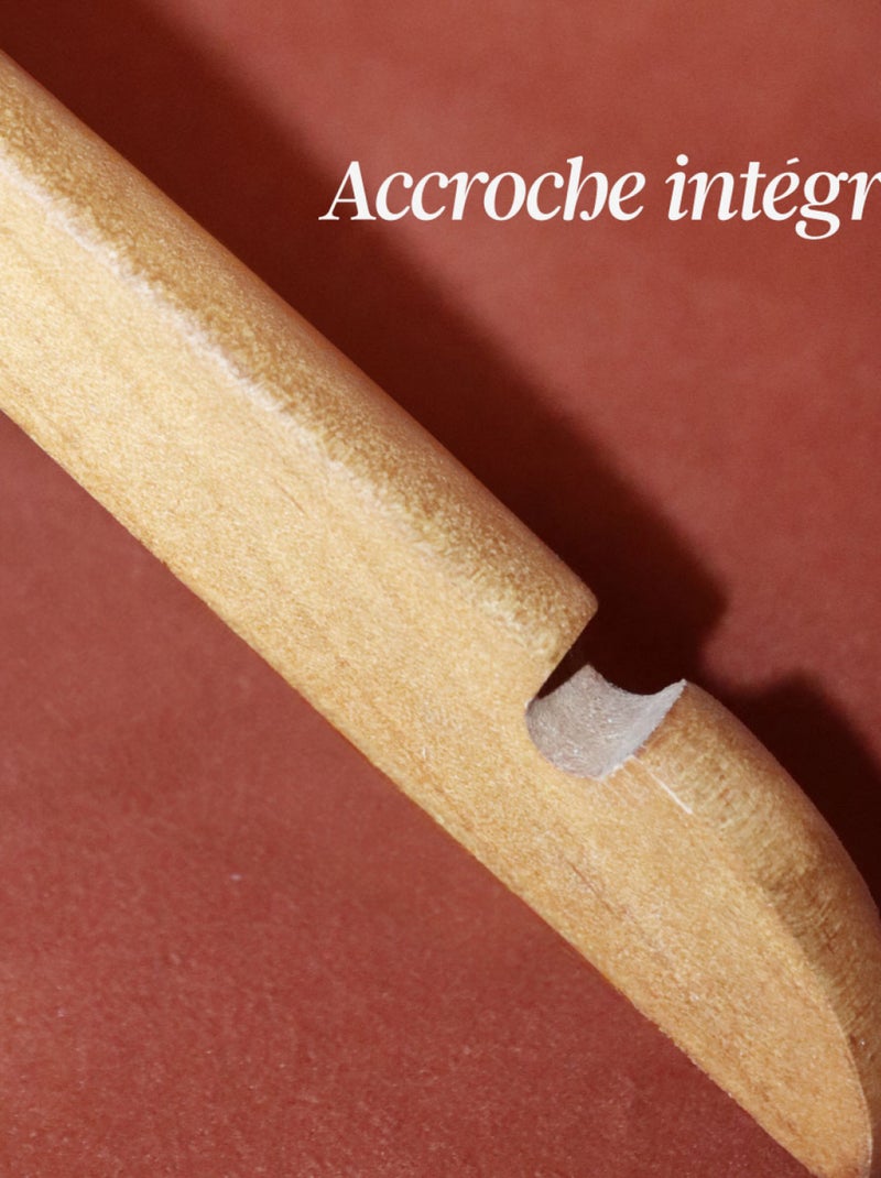 Lot de 10 cintres pour vêtements bébé avec crochet pivotant à 360° - Bois clair - Vivezen Beige - Kiabi