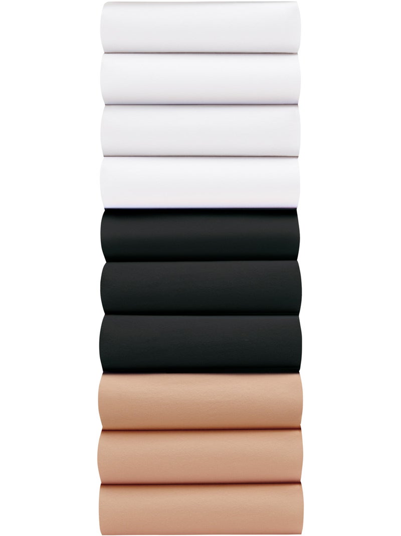 Lot de 10 culottes pur coton - DAXON Noir Beige Blanc - Kiabi