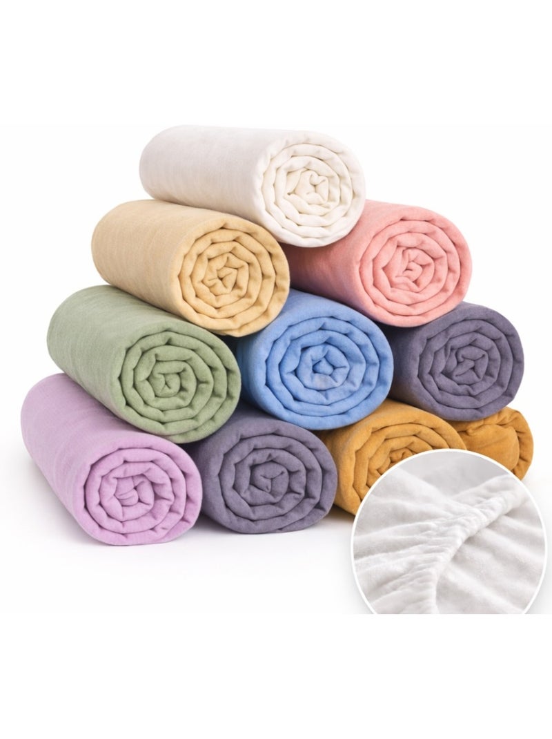 Lot de 10 Draps Housse Coton JERSEY PROMO LINGE couleurs aléatoires Multicolore - Kiabi