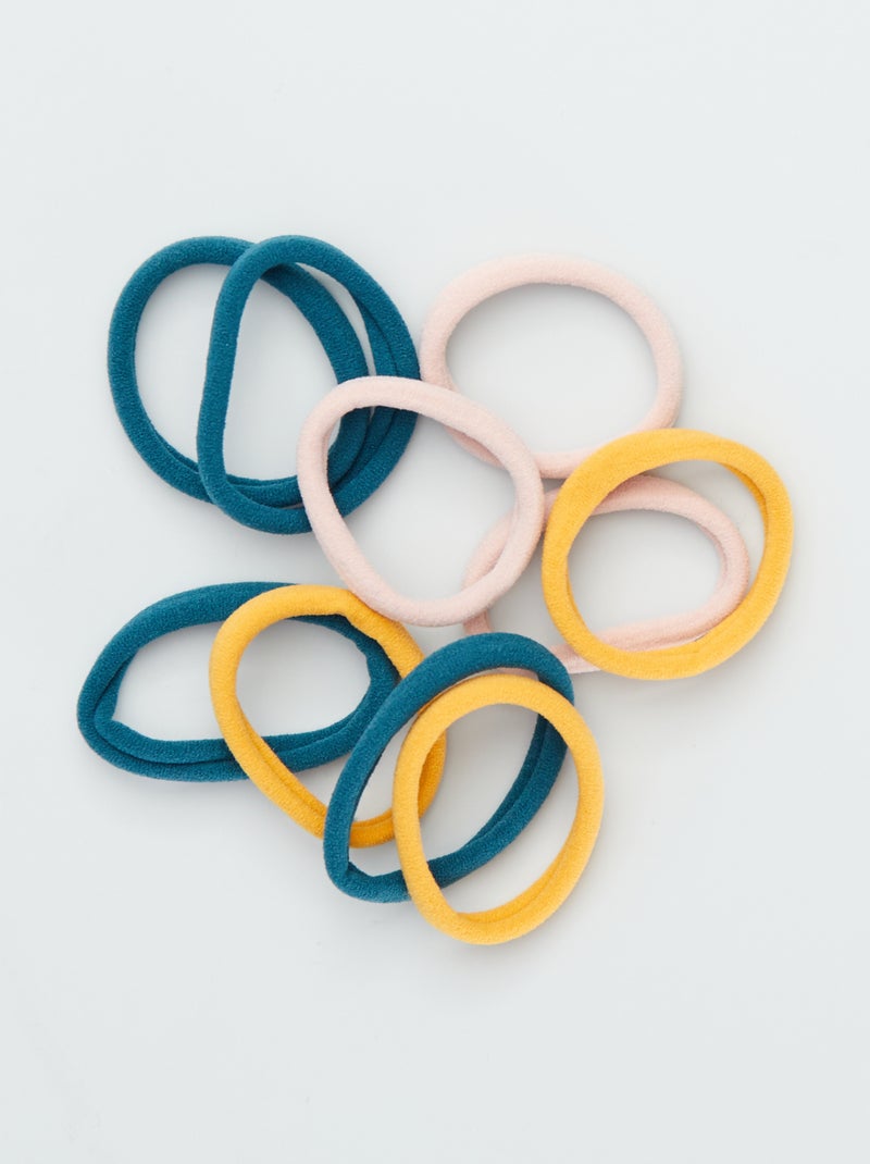 Lot de 10 élastiques pour cheveux Jaune/rose/vert - Kiabi