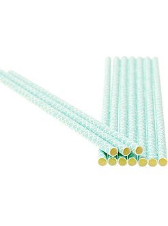 Décoration, animation - Lot de 10 pailles imprimé fantaisie - Kiabi