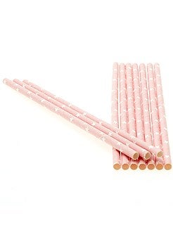 Décoration, animation - Lot de 10 pailles imprimé fantaisie - Kiabi