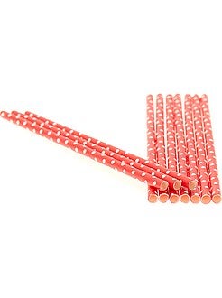 Décoration, animation - Lot de 10 pailles imprimé fantaisie - Kiabi