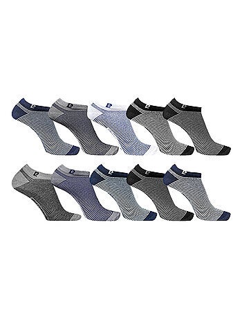 Lot de 10 Paires chaussettes tiges courtes rayées aléatoires PC0373 Pierre Cardin