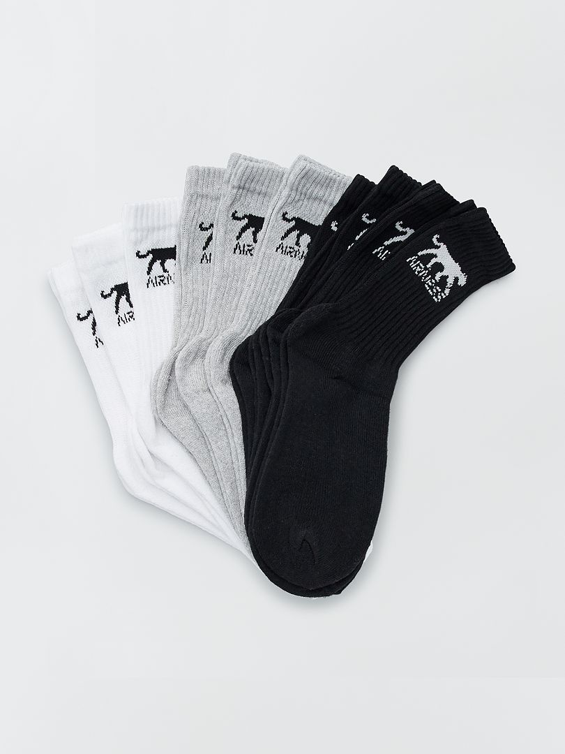 Lot de 10 paires de chaussettes 'Airness' blc/gris/noir - Kiabi
