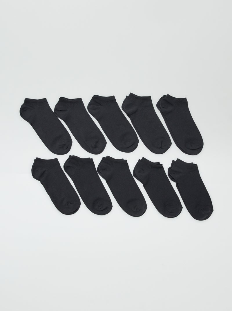 Lot de 10 paires de chaussettes basses noir - Kiabi
