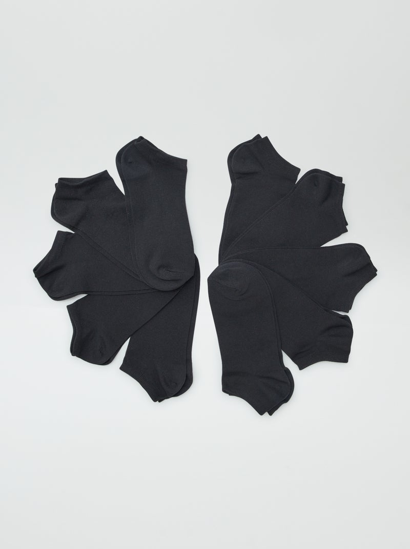 Lot de 10 paires de chaussettes basses noir - Kiabi