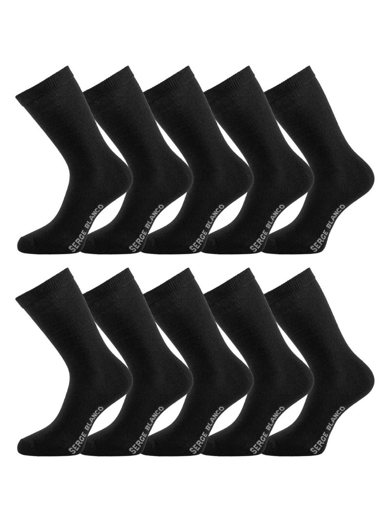 Lot de 10 paires de chaussettes de ville Uni Serge Blanco Noir - Kiabi