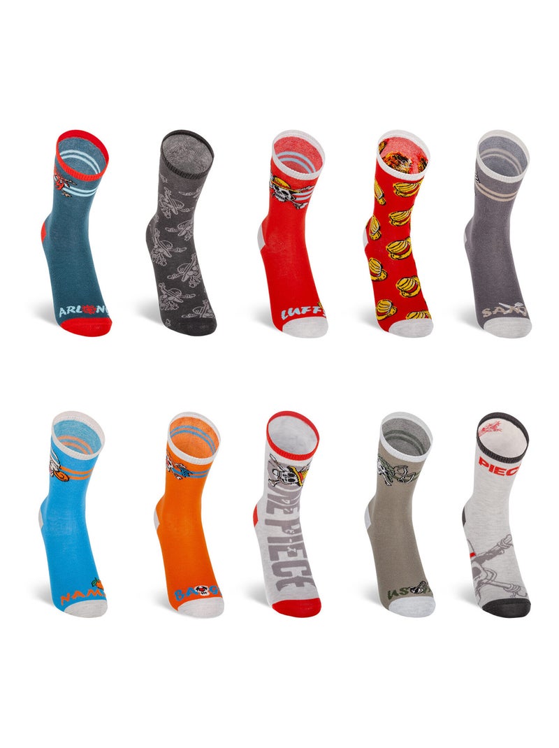 Lot de 10 paires de chaussettes enfant One Piece One Piece Noir Gris - Kiabi