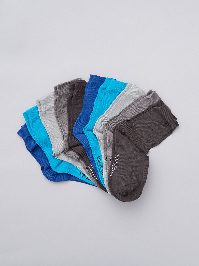 Lot de 10 paires de chaussettes gris/bleu - Kiabi