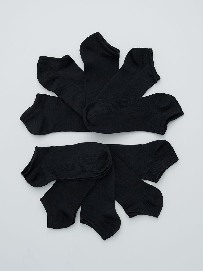 Lot de 10 paires de socquettes noir - Kiabi