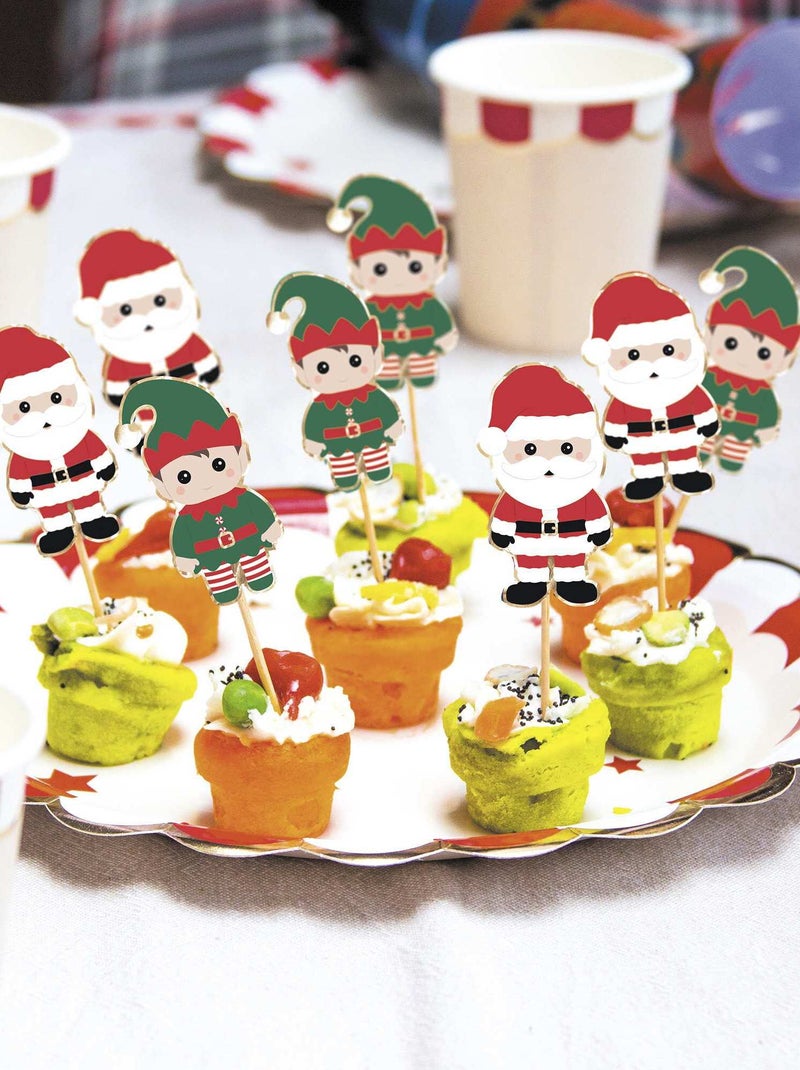 Lot de 10 pics à cocktail de Noël Rouge - Kiabi