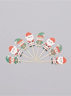 Lot de 10 pics à cocktail 'Lutin et Père Noël' - Kiabi