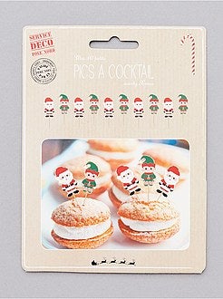 Lot de 10 pics à cocktail 'Lutin et Père Noël' - Kiabi